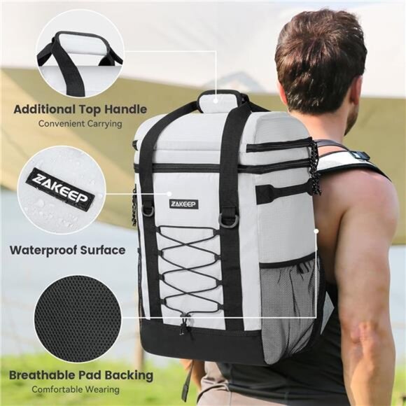 Cooler Backpack, 36 Cans Multifunctional Leakproof Cooler Backpack with Padded - Picture 13 of 14